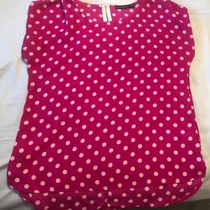 Pink polka dot chiffon shirt!